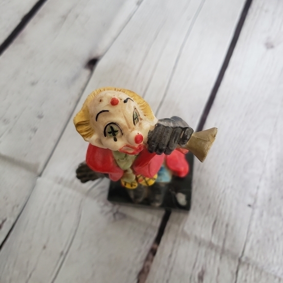 Vintage Clown Figurine Playing Horn Made in Italy Carrara Marble Base - Picture 8 of 11